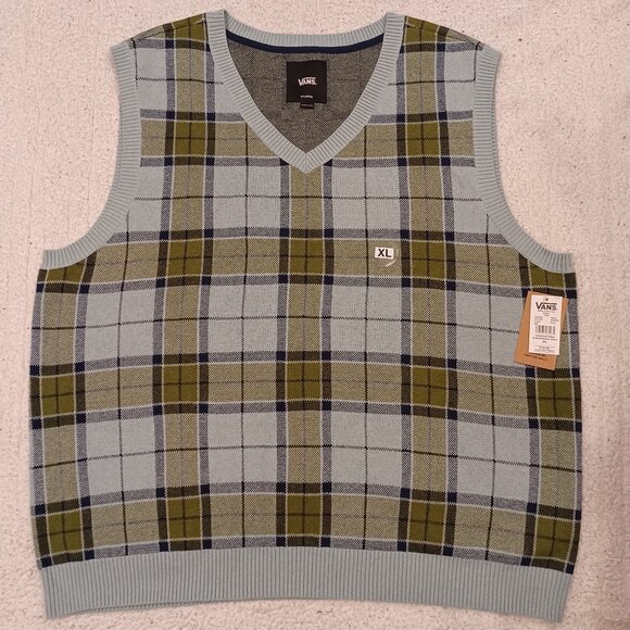 Vans Men's Extra-Large Almondwood/Gray Mist Sweater Vest VN000HDVM81 - Picture 1 of 12
